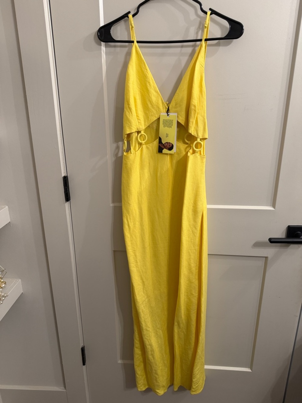 Women’s Yellow Maxi Dress with Ring Detail